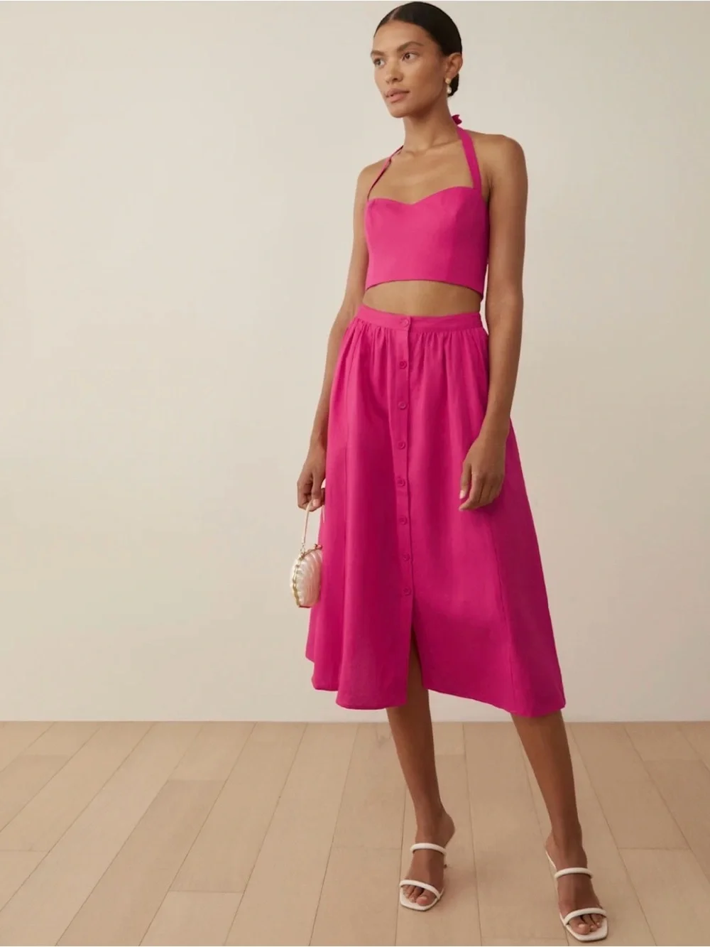 Reformation Orzo Linen Two-Piece Midi Skirt Set